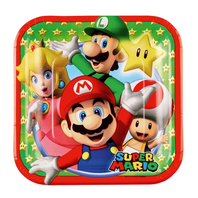 SET 8 PLATOS 18CM SUPER MARIO CUADRADO 9901536-66